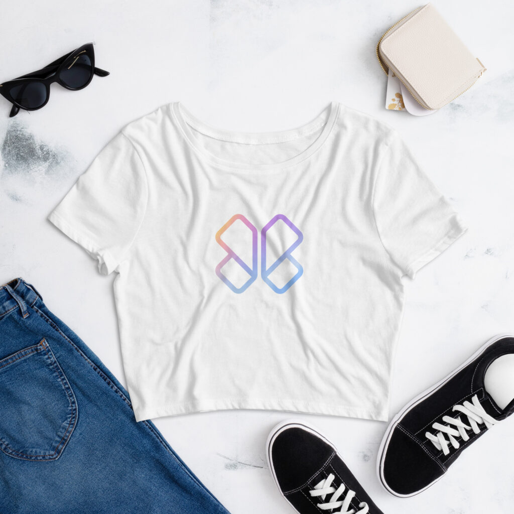 Gradient Butterfly Crop Tee – White